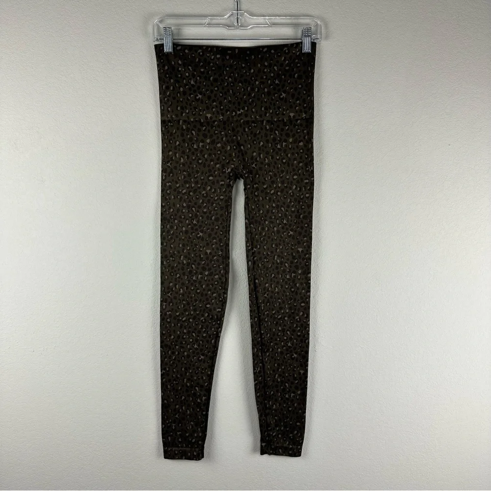 Spanx Green Brown Cheetah Print Look At Me Now Seamless Leggings Size Large